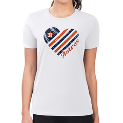 Houston Astros G-III 4Her by Carl Banks Women's Super-Slim Fit Lightweight Heart Graphic T-Shirt - White T-shirts