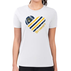 Milwaukee Brewers G-III 4Her by Carl Banks Women's Super-Slim Fit Lightweight Heart Graphic T-Shirt - White T-shirts