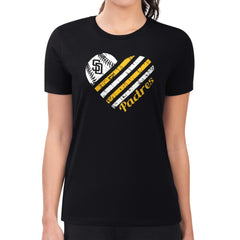 San Diego Padres G-III 4Her by Carl Banks Women's Super-Slim Fit Lightweight Heart Graphic T-Shirt - Black T-shirts