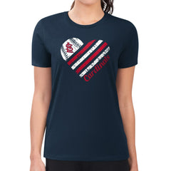 St. Louis Cardinals G-III 4Her by Carl Banks Women's Super-Slim Fit Lightweight Heart Graphic T-Shirt - Navy T-shirts