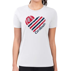 St. Louis Cardinals G-III 4Her by Carl Banks Women's Super-Slim Fit Lightweight Heart Graphic T-Shirt - White T-shirts