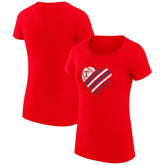 Texas Rangers G-III 4Her by Carl Banks Women's Super-Slim Fit Lightweight Heart Graphic T-Shirt - Red T-shirts