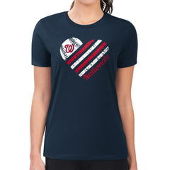Washington Nationals G-III 4Her by Carl Banks Women's Super-Slim Fit Lightweight Heart Graphic T-Shirt - Navy T-shirts