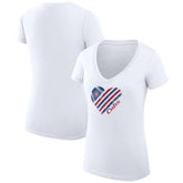 Chicago Cubs G-III 4Her by Carl Banks Women's Super-Slim Fit Lightweight Heart V-Neck T-Shirt - White T-shirts