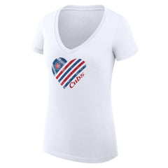 Chicago Cubs G-III 4Her by Carl Banks Women's Super-Slim Fit Lightweight Heart V-Neck T-Shirt - White T-shirts