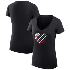 Cincinnati Reds G-III 4Her by Carl Banks Women's Super-Slim Fit Lightweight Heart V-Neck T-Shirt - Black T-shirts