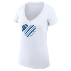 Kansas City Royals G-III 4Her by Carl Banks Women's Super-Slim Fit Lightweight Heart V-Neck T-Shirt - White T-shirts