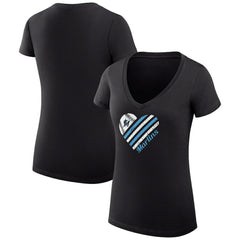 Miami Marlins G-III 4Her by Carl Banks Women's Super-Slim Fit Lightweight Heart V-Neck T-Shirt - Black T-shirts