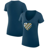 Milwaukee Brewers G-III 4Her by Carl Banks Women's Super-Slim Fit Lightweight Heart V-Neck T-Shirt - Navy T-shirts