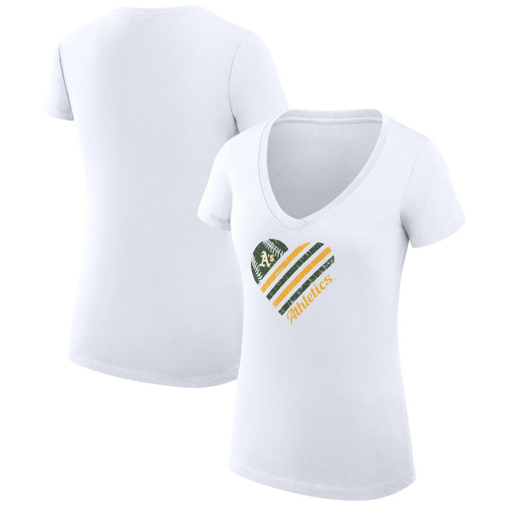 Athletics G-III 4Her by Carl Banks Women's Super-Slim Fit Lightweight Heart V-Neck T-Shirt - White T-shirts