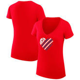 Philadelphia Phillies G-III 4Her by Carl Banks Women's Super-Slim Fit Lightweight Heart V-Neck T-Shirt - Red T-shirts