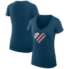 St. Louis Cardinals G-III 4Her by Carl Banks Women's Super-Slim Fit Lightweight Heart V-Neck T-Shirt - Navy T-shirts