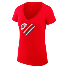 St. Louis Cardinals G-III 4Her by Carl Banks Women's Super-Slim Fit Lightweight Heart V-Neck T-Shirt - Red T-shirts