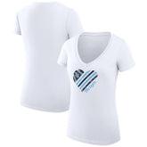 Tampa Bay Rays G-III 4Her by Carl Banks Women's Super-Slim Fit Lightweight Heart V-Neck T-Shirt - White T-shirts