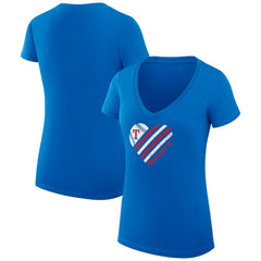 Texas Rangers G-III 4Her by Carl Banks Women's Super-Slim Fit Lightweight Heart V-Neck T-Shirt - Royal T-shirts