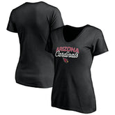 Arizona Cardinals Women's Depth Chart V-Neck T-Shirt - Black T-shirts