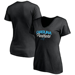 Carolina Panthers Women's Depth Chart V-Neck T-Shirt - Black T-shirts