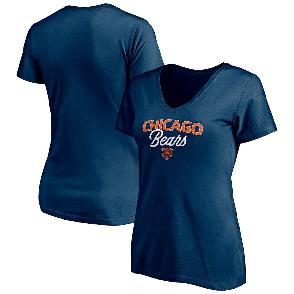 Chicago Bears Women's Depth Chart V-Neck T-Shirt - Navy T-shirts