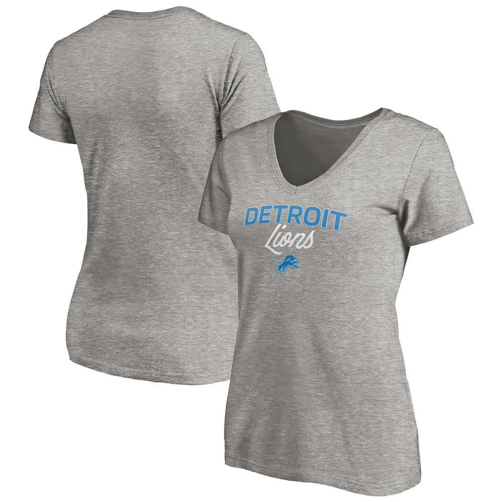 Detroit Lions Women's Depth Chart V-Neck T-Shirt - Gray T-shirts