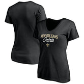 New Orleans Saints Women's Depth Chart V-Neck T-Shirt - Black T-shirts