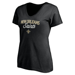 New Orleans Saints Women's Depth Chart V-Neck T-Shirt - Black T-shirts