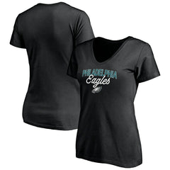 Philadelphia Eagles Women's Depth Chart V-Neck T-Shirt - Black T-shirts