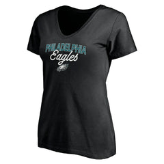 Philadelphia Eagles Women's Depth Chart V-Neck T-Shirt - Black T-shirts