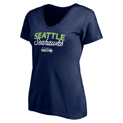 Seattle Seahawks Women's Depth Chart V-Neck T-Shirt - College Navy T-shirts