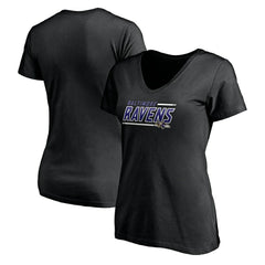 Baltimore Ravens Women's Mascot In Bounds V-Neck T-Shirt - Black T-shirts