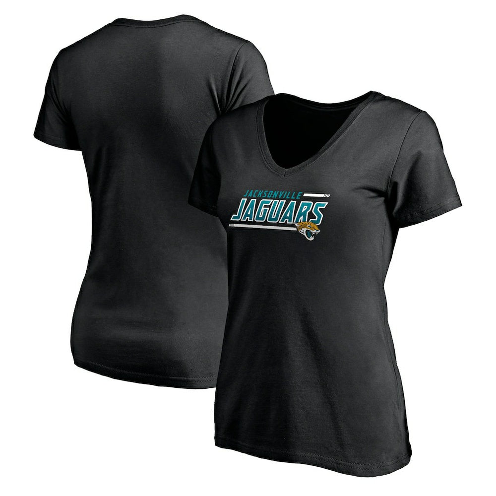 Jacksonville Jaguars Women's Mascot In Bounds V-Neck T-Shirt - Black T-shirts