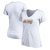 Miami Dolphins Women's Mascot In Bounds V-Neck T-Shirt - White T-shirts