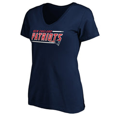 New England Patriots Women's Mascot In Bounds V-Neck T-Shirt - Navy T-shirts