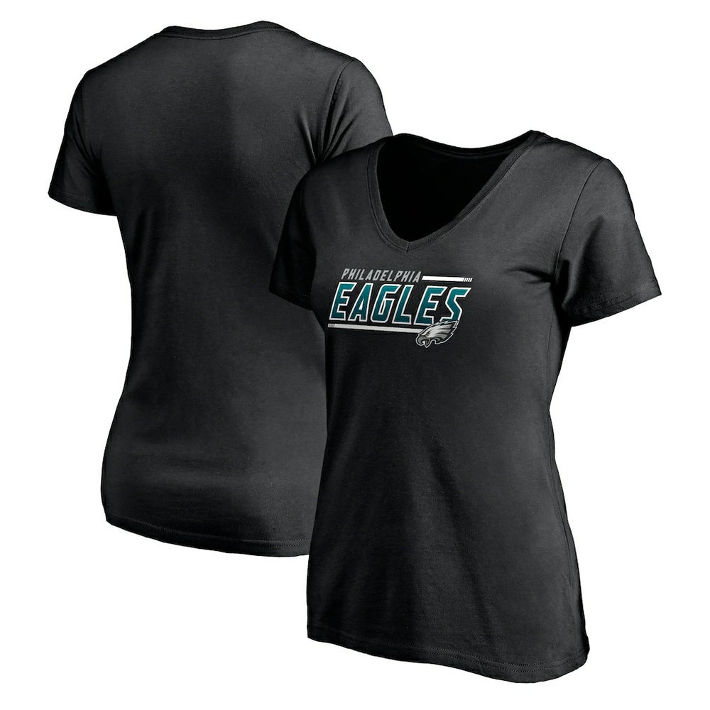Philadelphia Eagles Women's Mascot In Bounds V-Neck T-Shirt - Black T-shirts