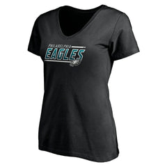 Philadelphia Eagles Women's Mascot In Bounds V-Neck T-Shirt - Black T-shirts