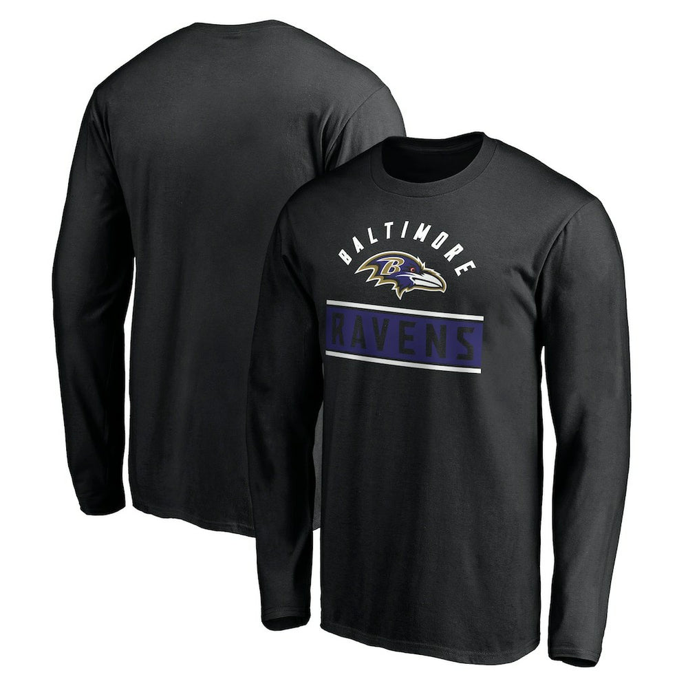 Baltimore Ravens Team Arch Knockout Long Sleeve T-Shirt - Black T-shirts
