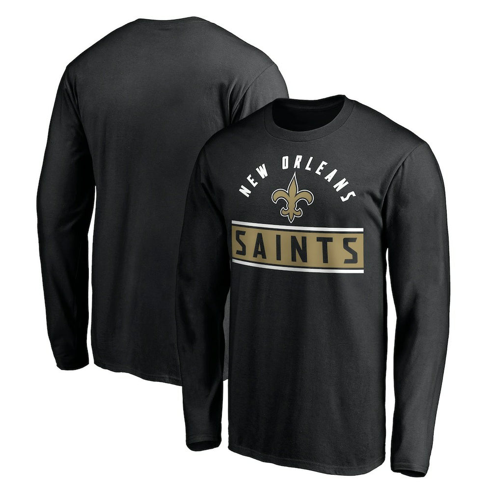 New Orleans Saints Team Arch Knockout Long Sleeve T-Shirt - Black T-shirts
