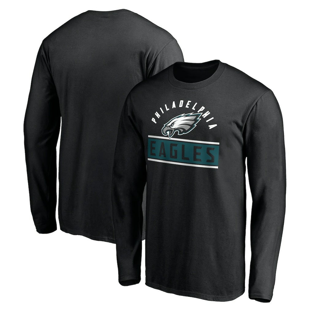 Philadelphia Eagles Team Arch Knockout Long Sleeve T-Shirt - Black T-shirts