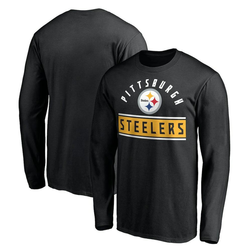 Pittsburgh Steelers Team Arch Knockout Long Sleeve T-Shirt - Black T-shirts