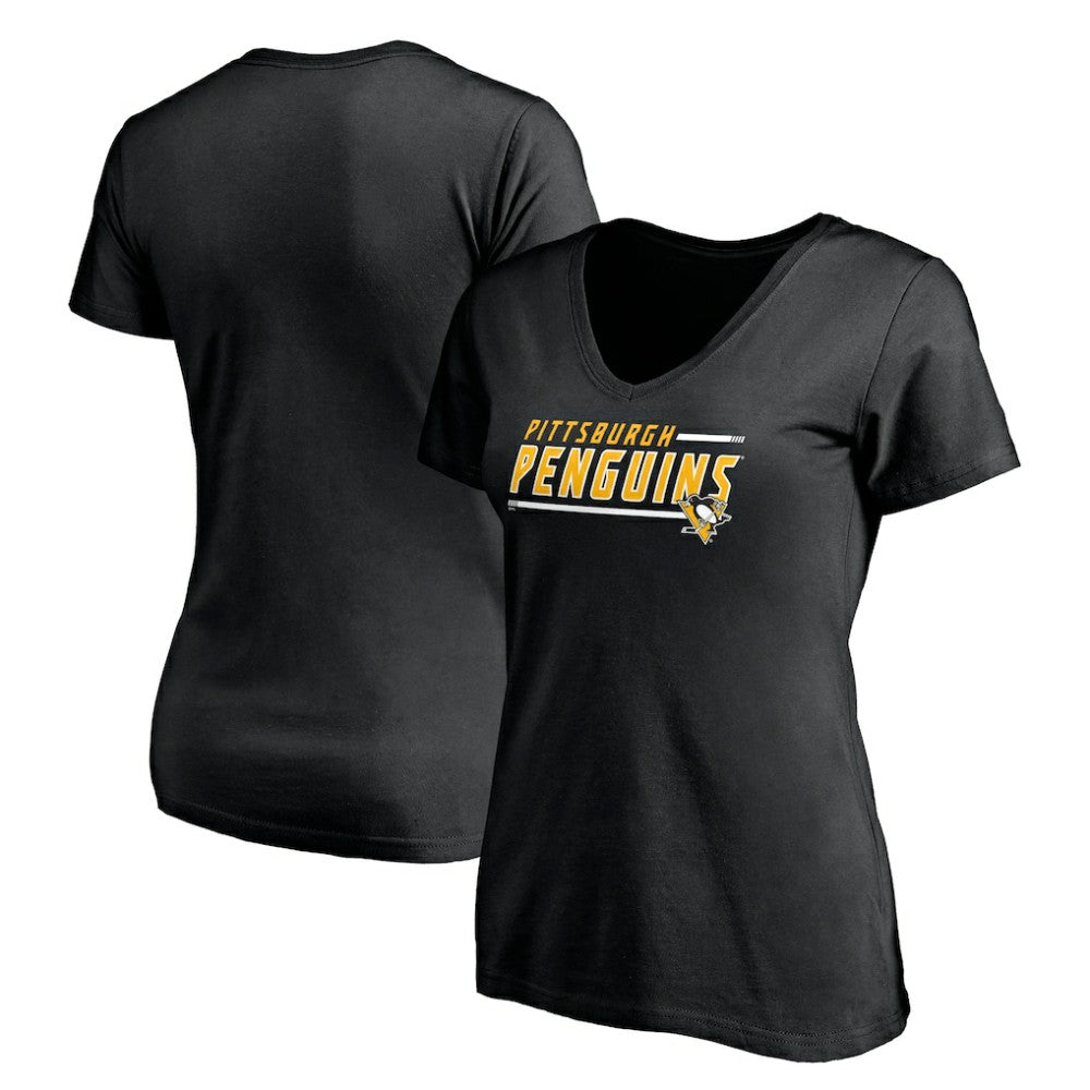 Pittsburgh Penguins Women's Mascot In Bounds V-Neck T-Shirt - Black | US 200274549