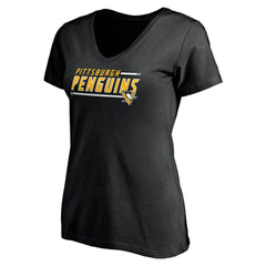 Pittsburgh Penguins Women's Mascot In Bounds V-Neck T-Shirt - Black | US 200274549