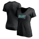 San Jose Sharks Women's Mascot In Bounds V-Neck T-Shirt - Black | US 200274550