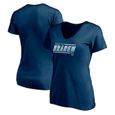 Seattle Kraken Women's Mascot In Bounds V-Neck T-Shirt - Deep Sea Blue | US 200274551