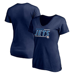 Winnipeg Jets Women's Mascot In Bounds V-Neck T-Shirt - Navy | US 200274558