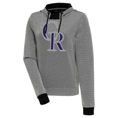 Colorado Rockies Antigua Women's Axe Bunker Tri-Blend Pullover Hoodie - Black/White Hoodies