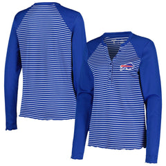 Buffalo Bills Antigua Women's Maverick Waffle Henley Long Sleeve T-Shirt - Royal T-shirts