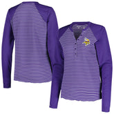 Minnesota Vikings Antigua Women's Maverick Waffle Henley Long Sleeve T-Shirt - Purple T-shirts