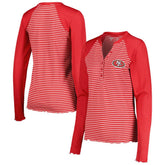 San Francisco 49ers Antigua Women's Maverick Waffle Henley Long Sleeve T-Shirt - Scarlet T-shirts