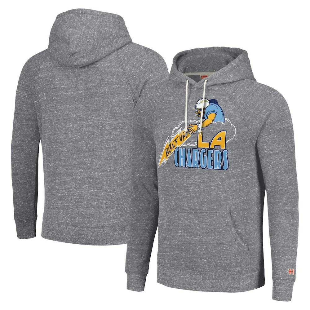 Los Angeles Chargers Homage Unisex Hyperlocal Raglan Pullover Hoodie - Gray Hoodies
