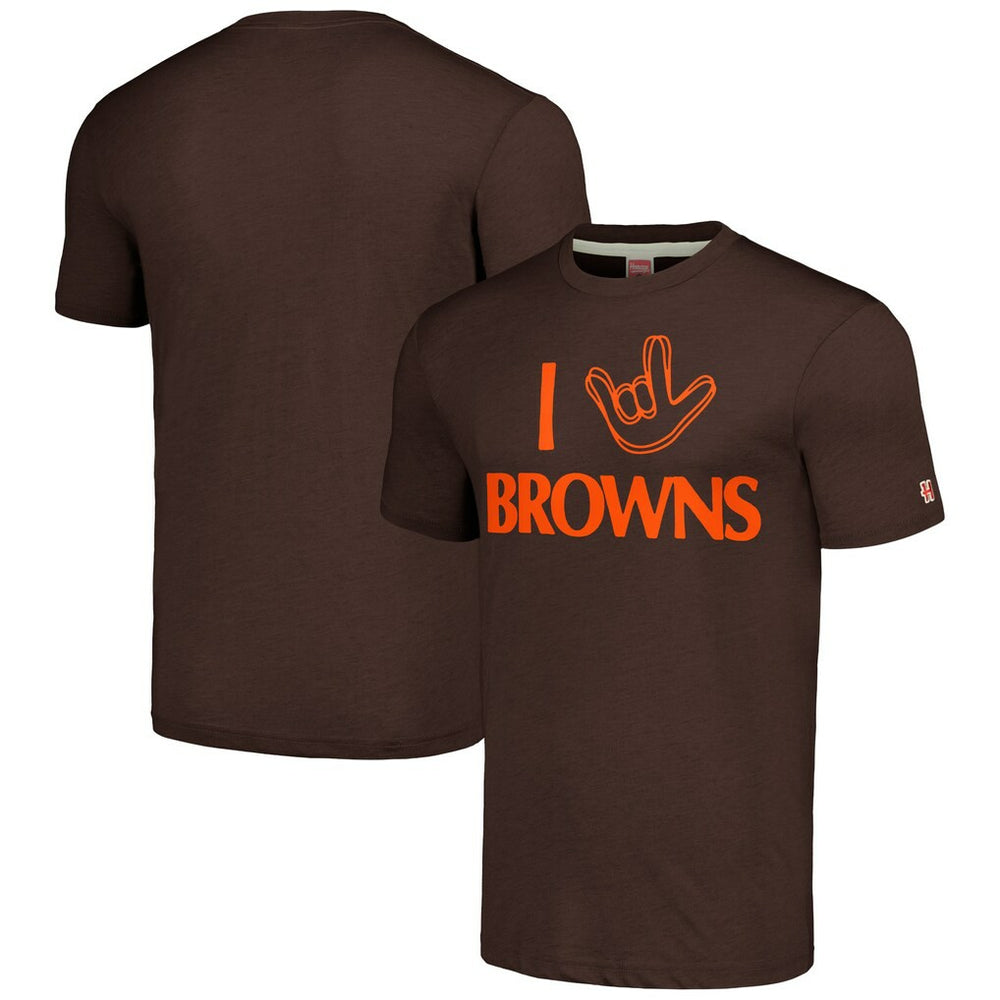 Cleveland Browns Homage Unisex The NFL ASL Collection by Love Sign Tri-Blend T-Shirt - Brown T-shirts