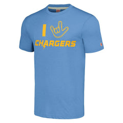 Los Angeles Chargers Homage Unisex The NFL ASL Collection by Love Sign Tri-Blend T-Shirt - Powder Blue T-shirts